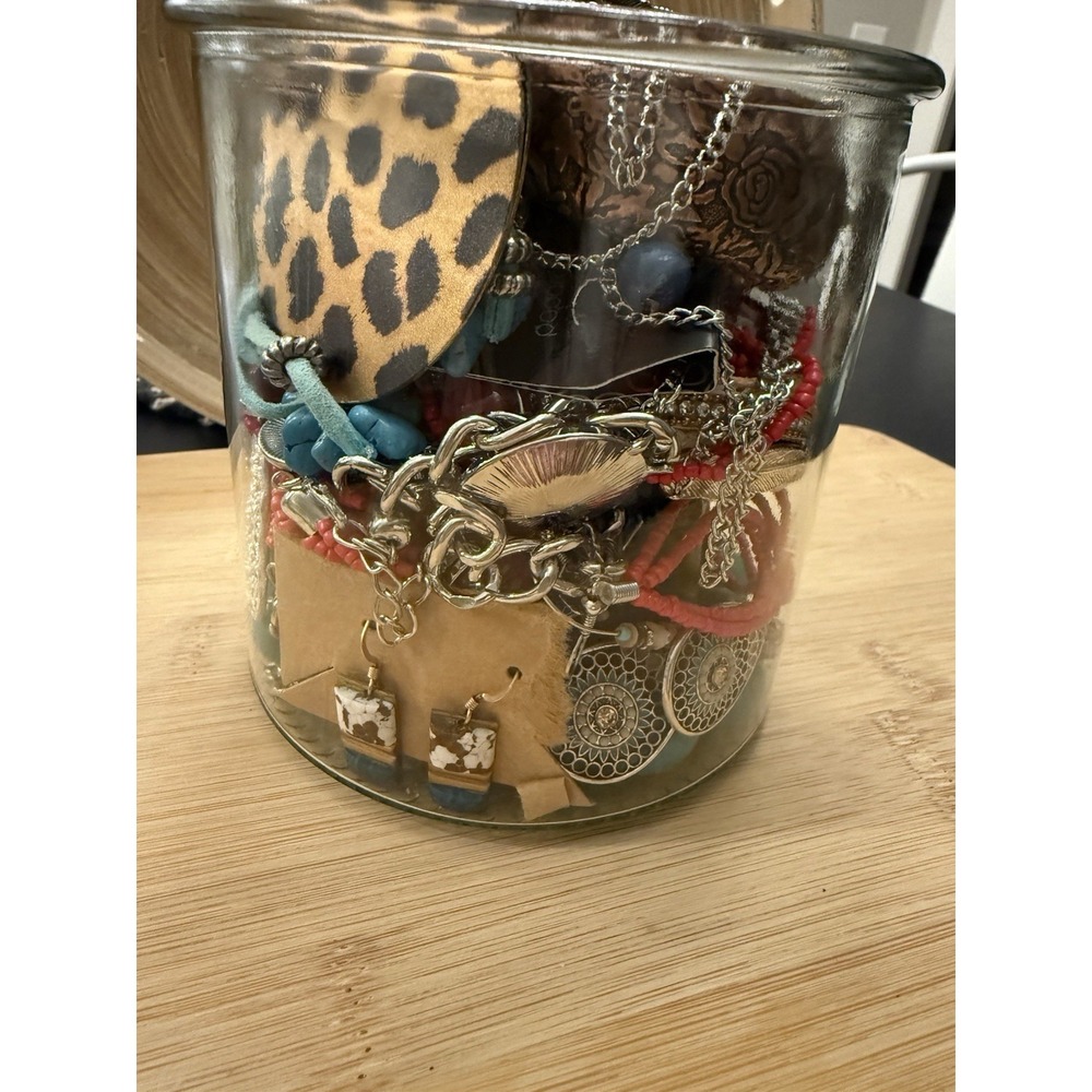 Western Inspired Mystery Jewelry Jar Turquoise & Silver Colored All Wearable - Picture 8 of 13